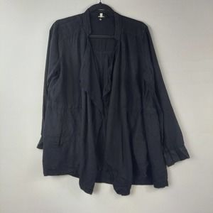 women's en creme black open front cardigan size small